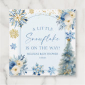 A Little Snowflake Blue Winter Baby Shower  フェイバータグ (裏面)