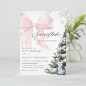 A Little Snowflake is on the Way Bow Baby Shower 招待状 (スタンド正面)