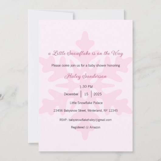 A Little Snowflake is on the Way Invitation, Baby  招待状 (正面)