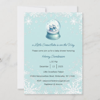 A Little Snowflake is on the Way Invitation, Baby 招待状