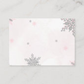 A little Snowflake Pink Bow Glitter Baby Shower エンクロージャーカード (裏面)
