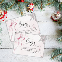 A little Snowflake Pink Bow Glitter Baby Shower エンクロージャーカード