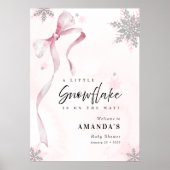 A little Snowflake Pink Bow Glitter Baby Shower ポスター (正面)