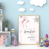 A little Snowflake Pink Bow Glitter Baby Shower ポスター