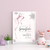 A little Snowflake Pink Bow Glitter Baby Shower ポスター