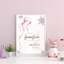 A little Snowflake Pink Bow Glitter Baby Shower ポスター