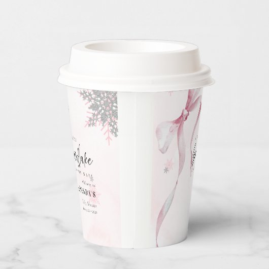 A little Snowflake Pink Bow Glitter Baby Shower  紙コップ (右)