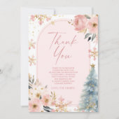 A Little Snowflake Pink Winter Baby Shower サンキューカード (正面)