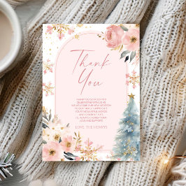 A Little Snowflake Pink Winter Baby Shower  サンキューカード