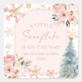 A Little Snowflake Pink Winter Baby Shower  スクエアシール (正面)