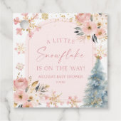 A Little Snowflake Pink Winter Baby Shower  フェイバータグ (正面)