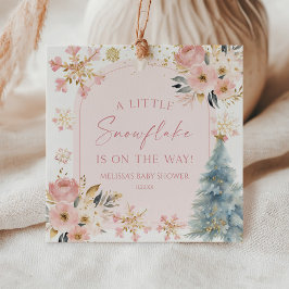 A Little Snowflake Pink Winter Baby Shower  フェイバータグ