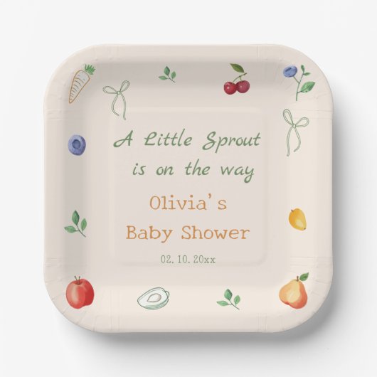 A Little Sprout Baby Shower ペーパープレート (正面)