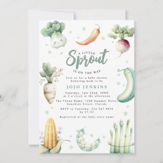 A Little Sprout Baby shower Invitation 招待状 (正面)