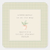 A Little Sprout is on the Way Baby Shower スクエアシール (正面)