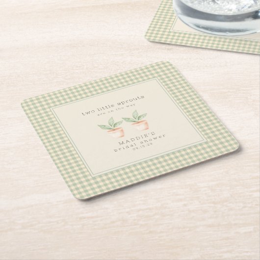 A Little Sprout is on the Way Baby Shower  スクエアペーパーコースター (アングル)