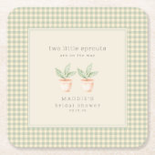 A Little Sprout is on the Way Baby Shower  スクエアペーパーコースター (正面)