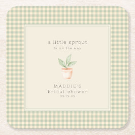 A Little Sprout is on the Way Baby Shower  スクエアペーパーコースター