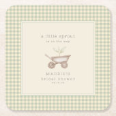 A Little Sprout is on the Way Baby Shower  スクエアペーパーコースター (正面)