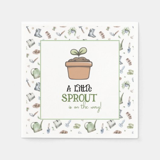 A Little Sprout on the Way Baby Shower Napkins スタンダードカクテルナプキン (正面)