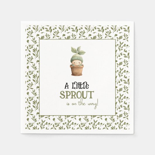 A Little Sprout on the Way Baby Shower Napkins スタンダードカクテルナプキン (正面)