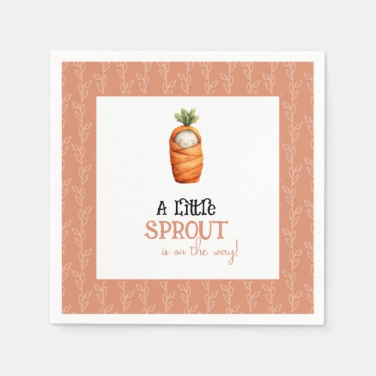 A Little Sprout on the Way Baby Shower Napkins スタンダードカクテルナプキン (正面)