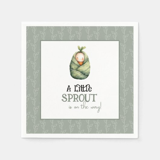 A Little Sprout on the Way Baby Shower Napkins スタンダードカクテルナプキン (正面)