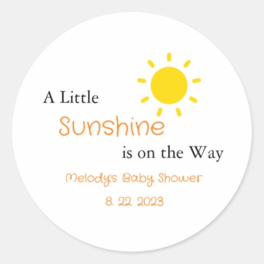 A Little Sunshine is on the Way Labels, Stickers ラウンドシール (正面)