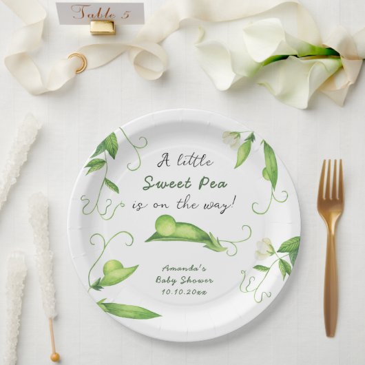 A Little Sweet Pea Is On The Way Baby Shower ペーパープレート (ウェディング)