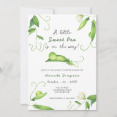 A Little Sweet Pea Is On The Way Baby Shower 招待状 (正面)
