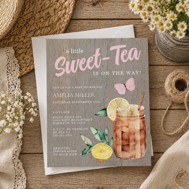 A little Sweet-Tea Budget Baby Shower Invitation (Rustic Country A little Sweet-Tea Is On The Way Budget Girl Baby Shower Invitation)