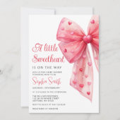 A Little SweetheartはBow Baby Shower 招待状 (正面)