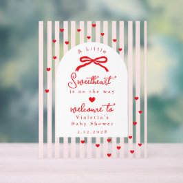 A Little Sweetheart Baby Shower Bow Welcome アクリルサイン