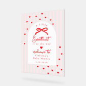 A Little Sweetheart Baby Shower Bow Welcome アクリルサイン (傾斜)