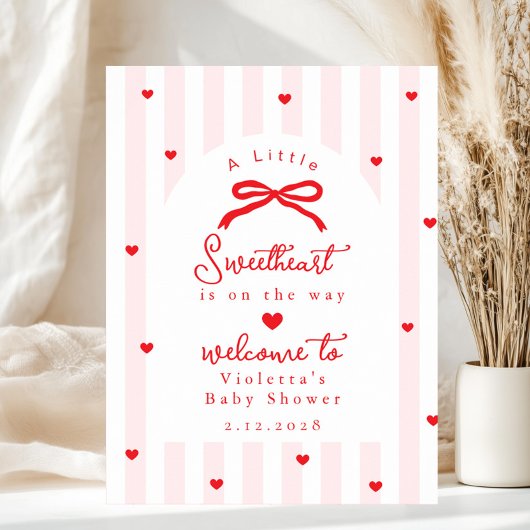 A Little Sweetheart Baby Shower Bow Welcome ポスター