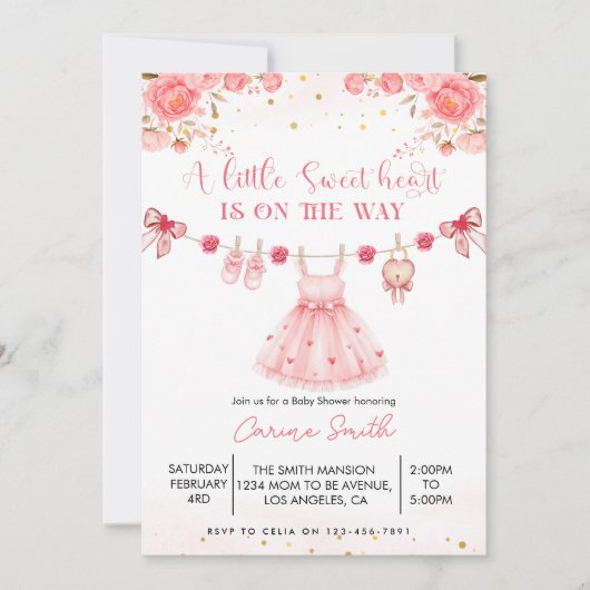 A  Little Sweetheart Baby Shower Invitation 招待状 (正面)