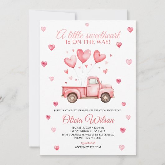 A Little Sweetheart Baby Shower Invitation  招待状 (正面)