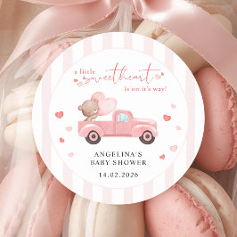 A Little Sweetheart Bear Valentine Baby Shower ラウンドシール