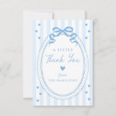 A Little Sweetheart Blue Bow Baby Shower サンキューカード (正面)