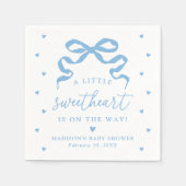 A Little Sweetheart Blue Bow Baby Shower スタンダードカクテルナプキン (正面)