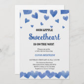 A Little Sweetheart Blue Valentine Baby Shower  招待状 (正面/裏面)