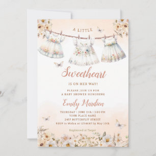 A little sweetheart Boho Cloths Girl Baby Shower 招待状