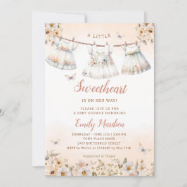 A little sweetheart Boho Cloths Girl Baby Shower 招待状
