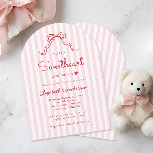 A Little Sweetheart Bow Valentine's Baby Shower 招待状
