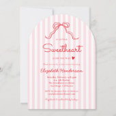 A Little Sweetheart Bow Valentine's Baby Shower 招待状 (正面)