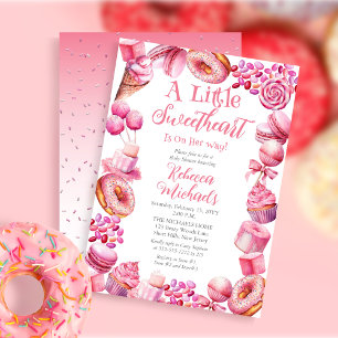 A Little Sweetheart Candy Frame Girl Baby Shower 招待状