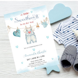 A little sweetheart clothesline Boy baby shower  招待状