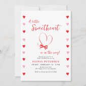 A little sweetheart cute Valentines baby shower 招待状 (正面)