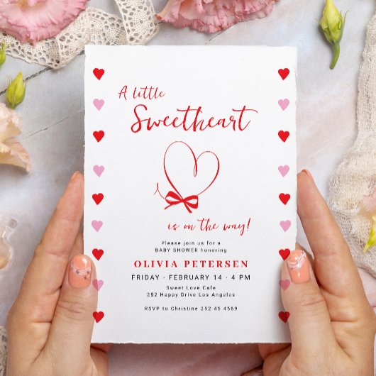 A little sweetheart cute Valentines baby shower 招待状
