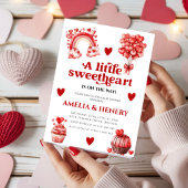 A Little Sweetheart Girl hearts Baby Shower Invita 招待状